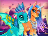 Cute Unicorns And Dragons Puzzle image